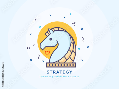 Strategy icon - Thin line flat design business project startup process Set of flat modern color icons for marketing and business strategy
