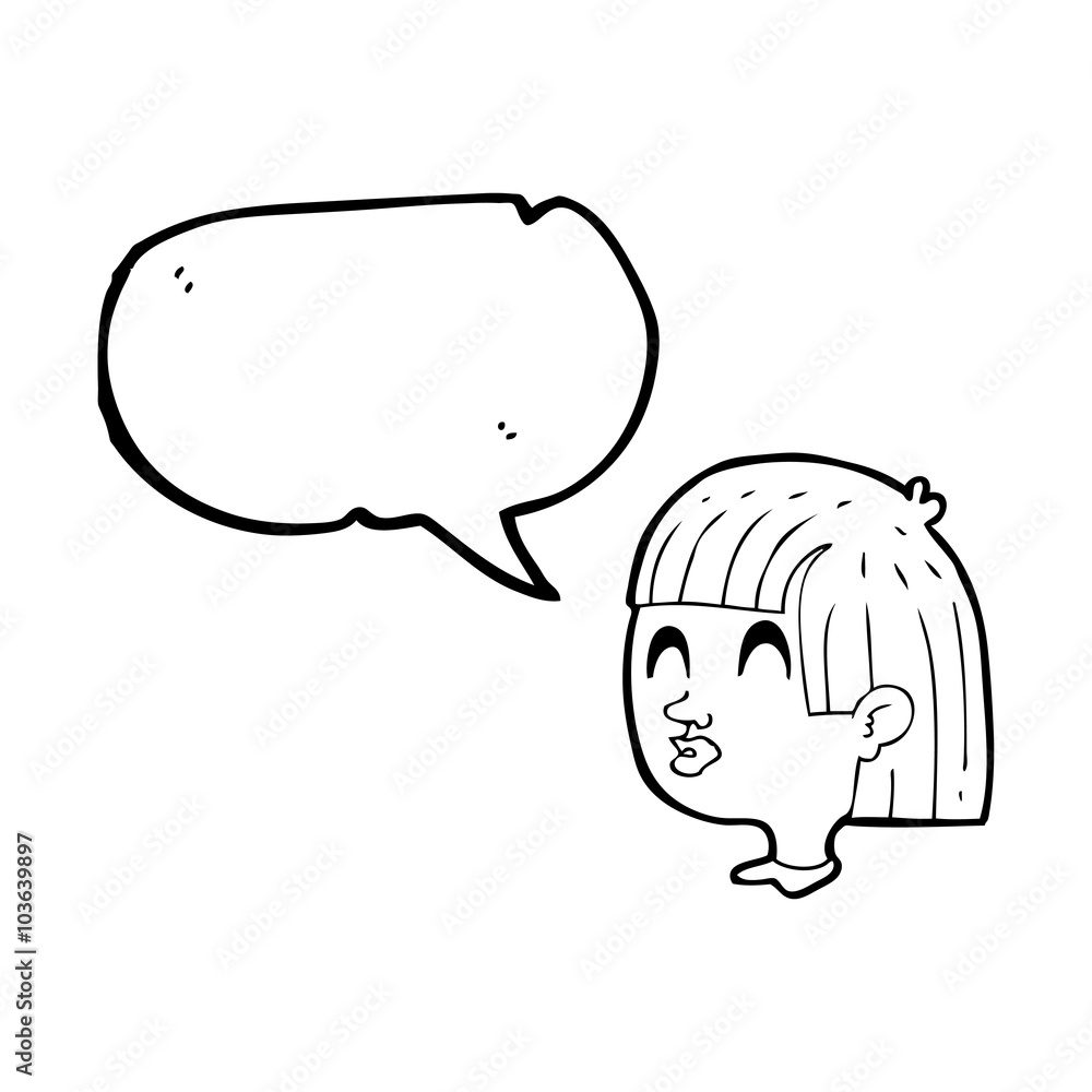 speech bubble cartoon female face speech bubble cartoon female face