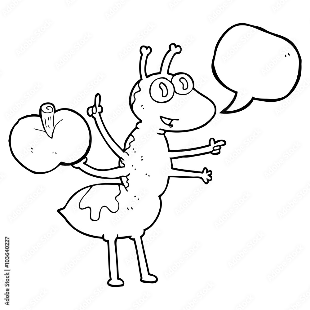 speech bubble cartoon ant with apple speech bubble cartoon ant with apple