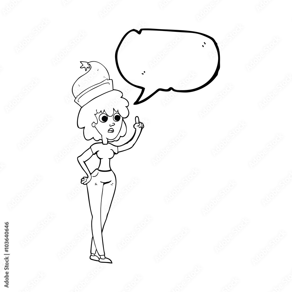 speech bubble cartoon woman wearing santa hat speech bubble cartoon woman wearing santa hat
