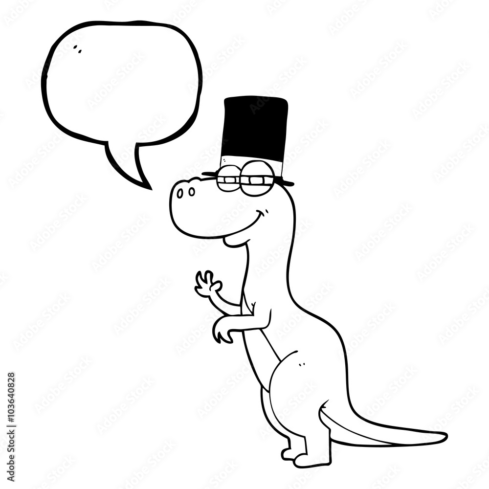 speech bubble cartoon dinosaur wearing top hat speech bubble cartoon dinosaur wearing top hat