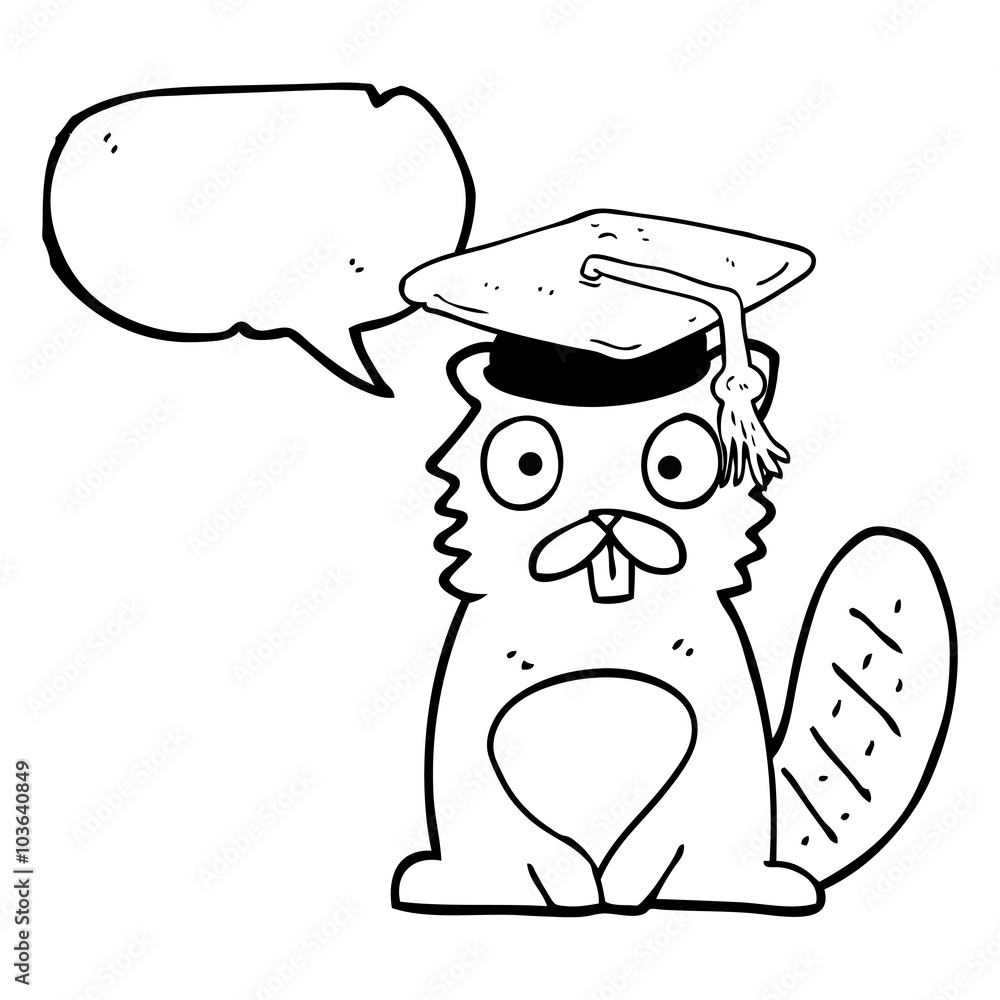 speech bubble cartoon beaver graduate speech bubble cartoon beaver graduate