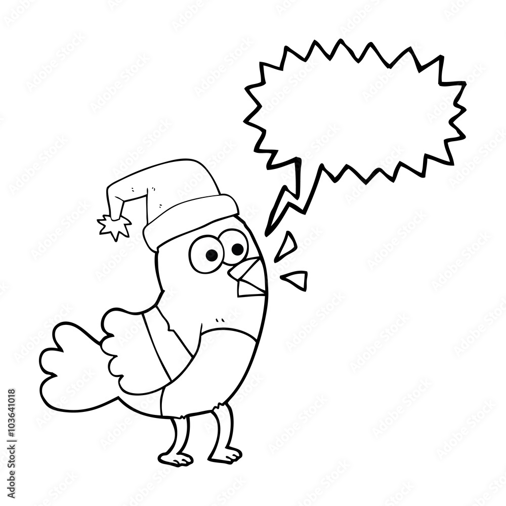speech bubble cartoon bird wearing christmas hat speech bubble cartoon bird wearing christmas hat