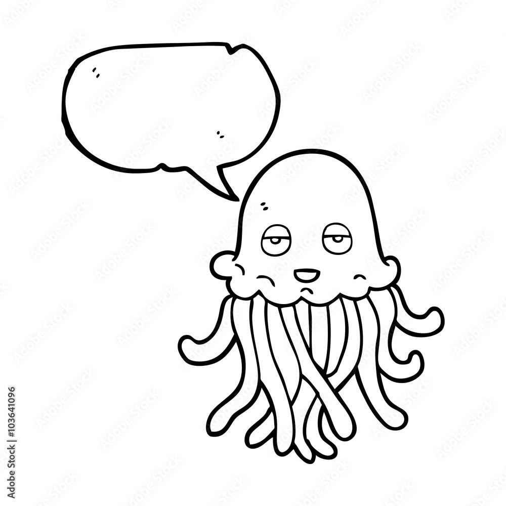 Obraz premium speech bubble cartoon octopus