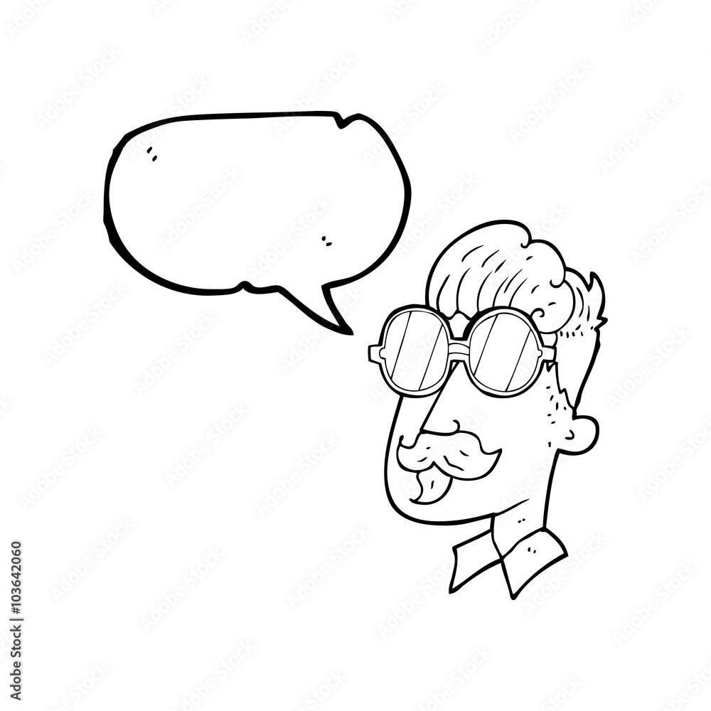 speech bubble cartoon man with mustache and spectacles speech bubble cartoon man with mustache and spectacles