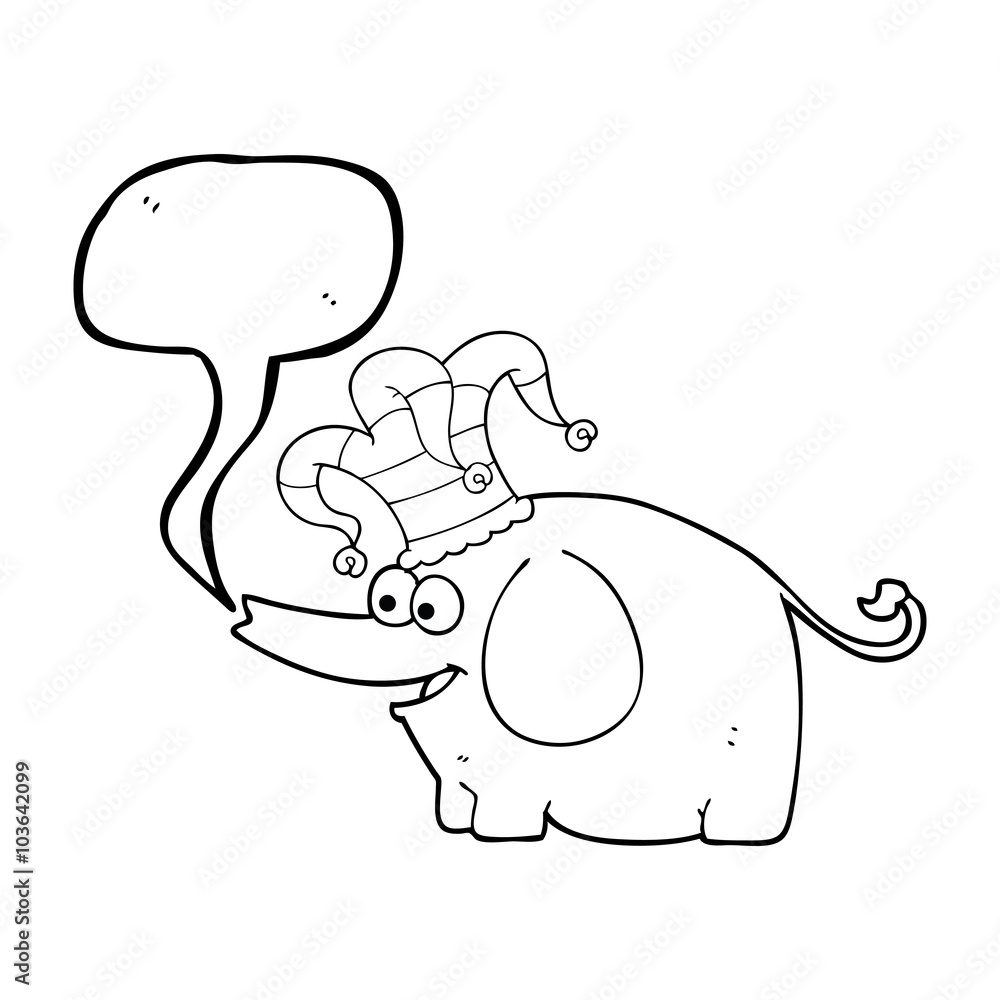speech bubble cartoon elephant wearing circus hat speech bubble cartoon elephant wearing circus hat