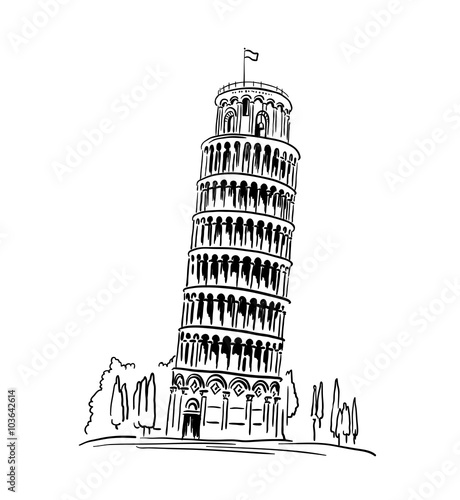 Obraz na plátně Piza Tower, vector illustration, travel concept