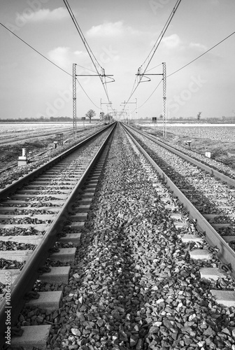 Railroad. Black and white photo
