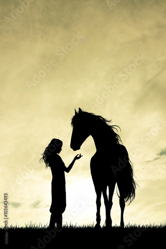 girl and horse silhouette