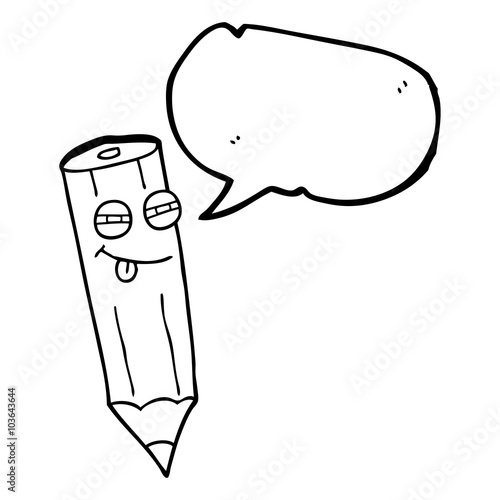 sly speech bubble cartoon pencil