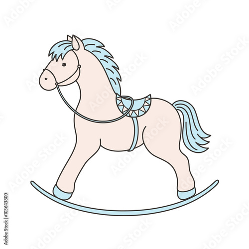 Baby boy rocking horse. Vector background.