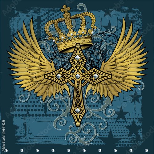 vector gold cross and wings celtic royal tiger graphic