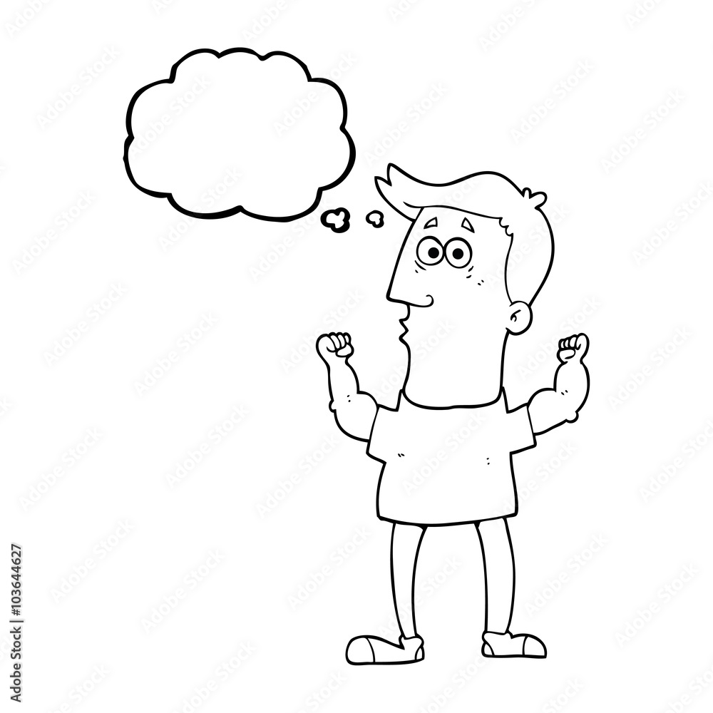thought bubble cartoon surprised man flexing biceps thought bubble cartoon surprised man flexing biceps