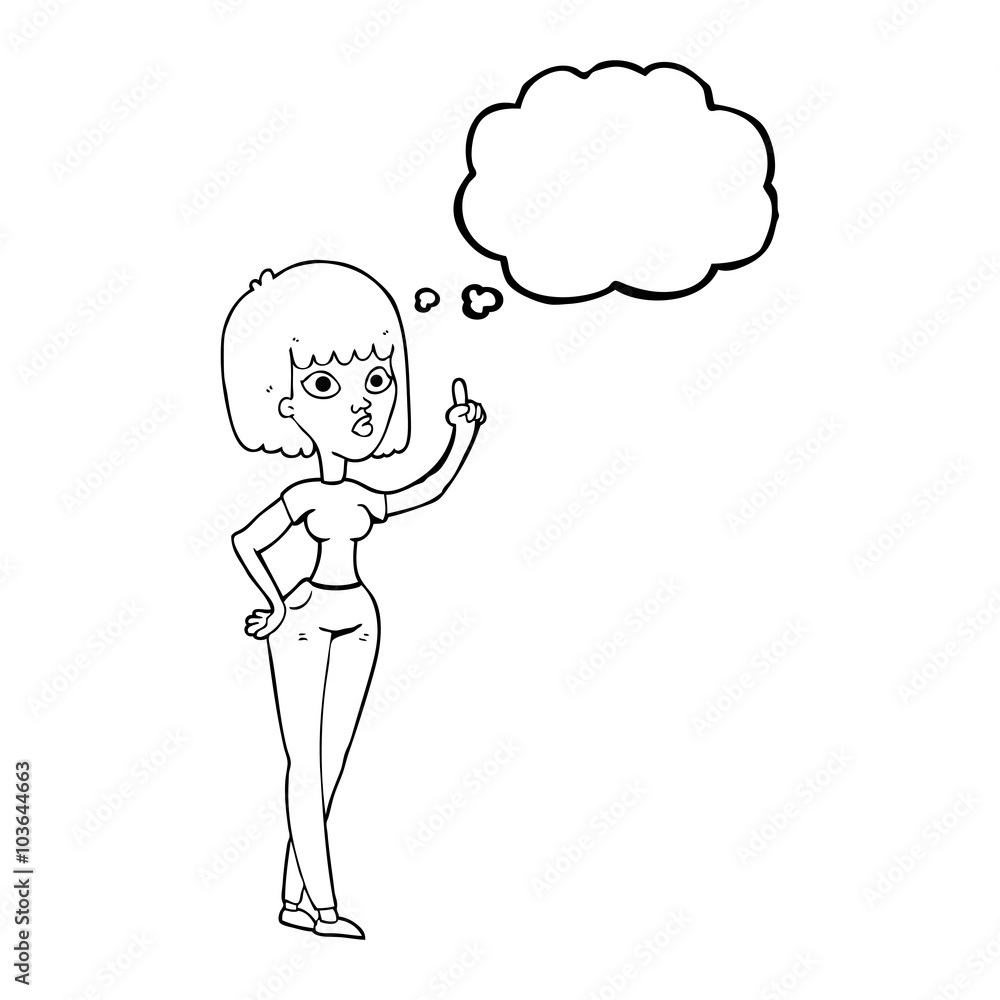 thought bubble cartoon woman with idea thought bubble cartoon woman with idea