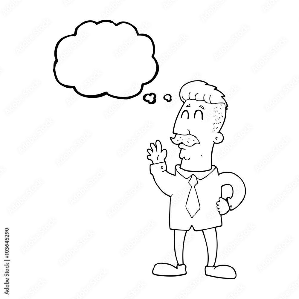 thought bubble cartoon office man waving thought bubble cartoon office man waving
