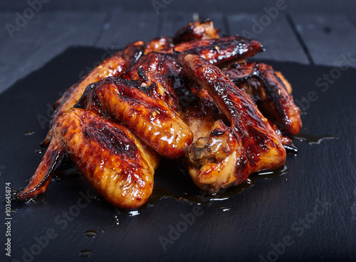 Hot spicy bbq honey chicken wings