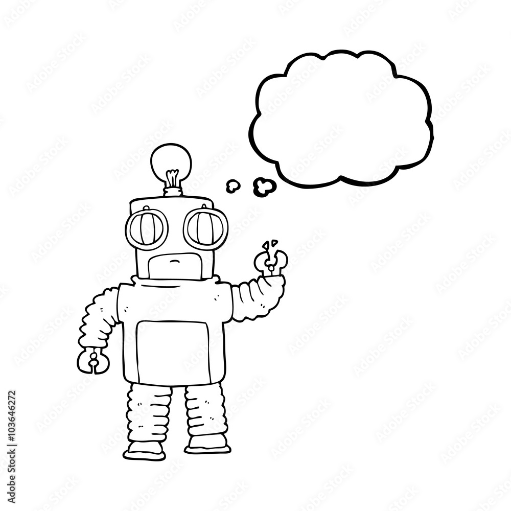 thought bubble cartoon robot thought bubble cartoon robot