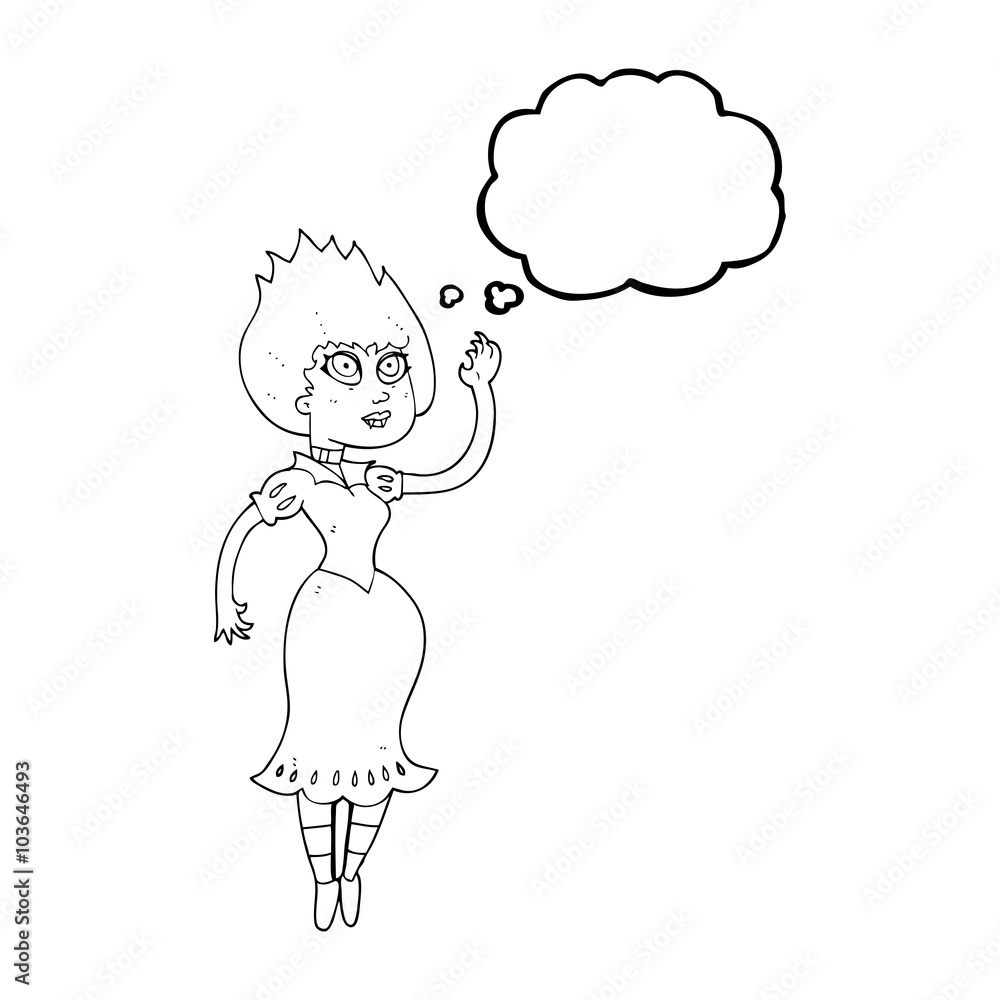 thought bubble cartoon vampire girl waving thought bubble cartoon vampire girl waving