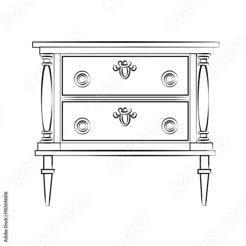 Classic commode with ornaments. Vector