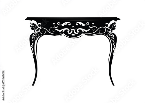 Classic royal ornament table furniture. Vector
