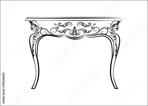 Classic royal ornament table furniture. Vector