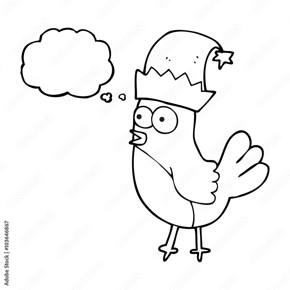 thought bubble cartoon robin in christmas hat thought bubble cartoon robin in christmas hat