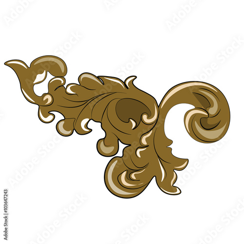 Royal bronze ornament element isolated. Vector