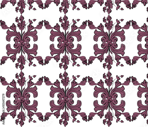 Classic royal style ornament pattern in magenta. Vector