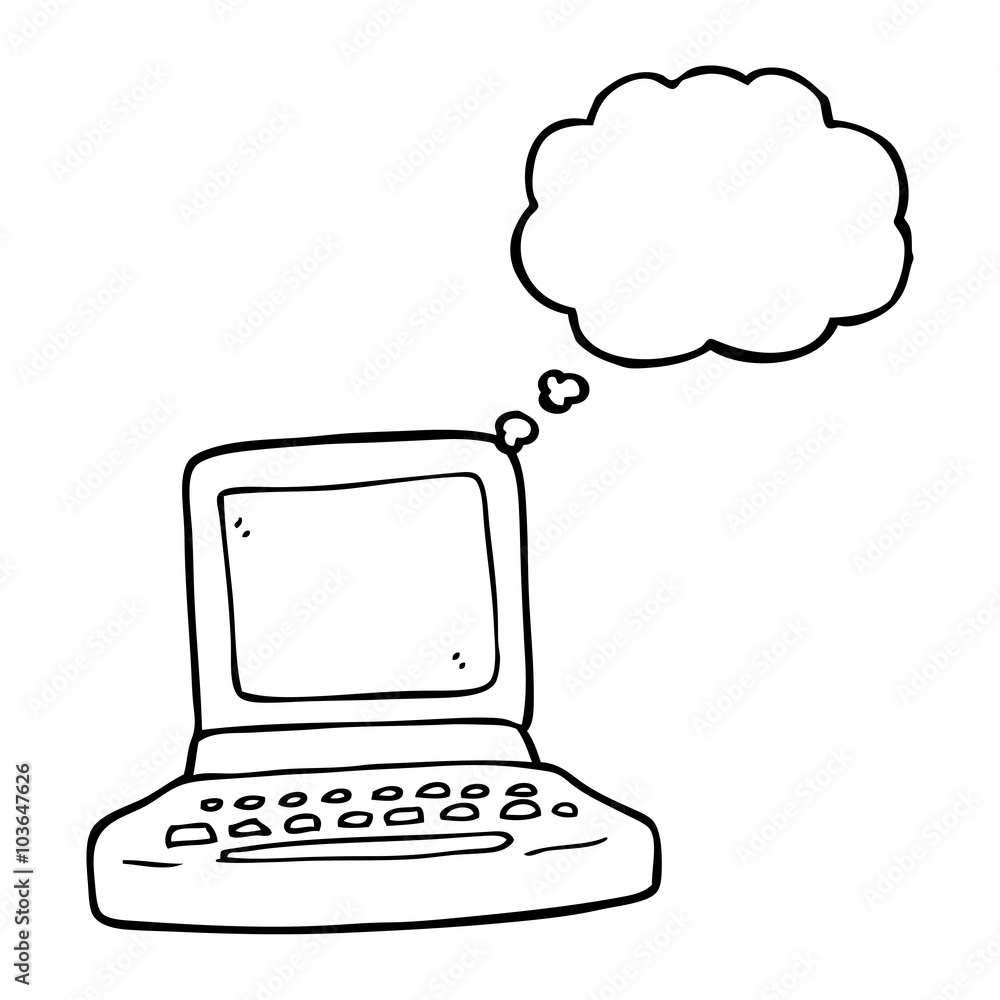thought bubble cartoon old computer thought bubble cartoon old computer