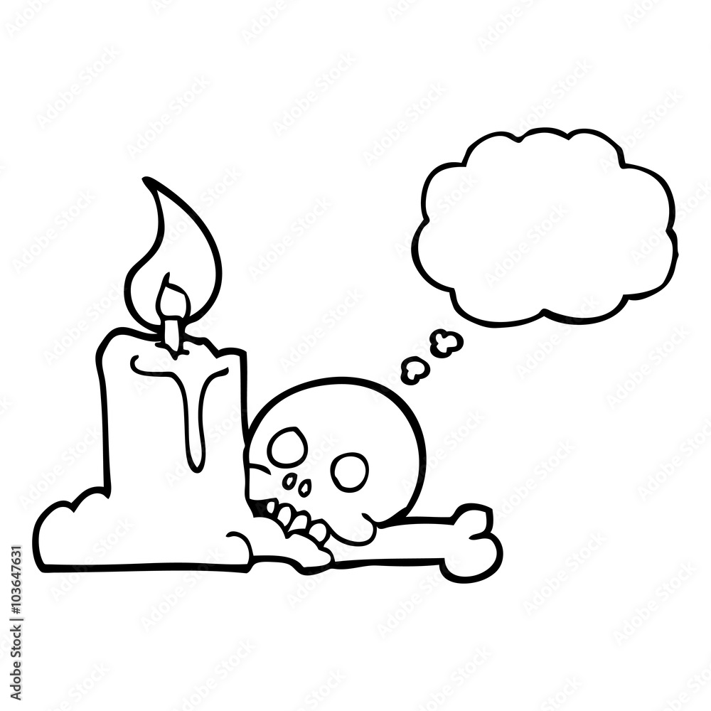 thought bubble cartoon spooky skull and candle thought bubble cartoon spooky skull and candle