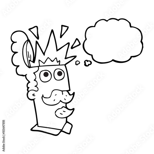 thought bubble cartoon man with exploding head