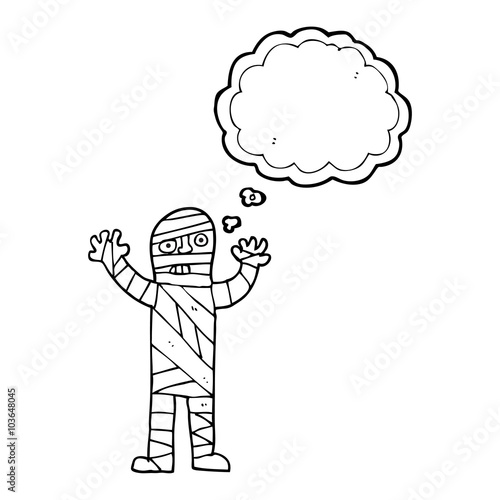 thought bubble cartoon bandaged mummy