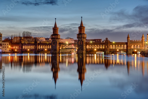 The River Spree and the Oberbaumbruecke in Berlin at dawn
