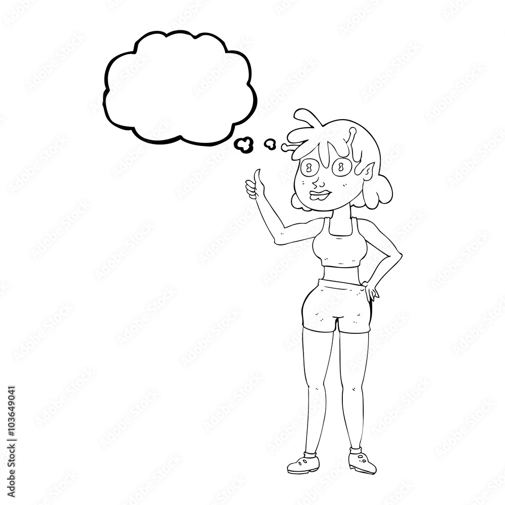 thought bubble cartoon alien gym girl thought bubble cartoon alien gym girl