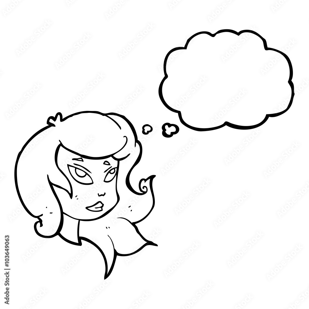 thought bubble cartoon female face thought bubble cartoon female face