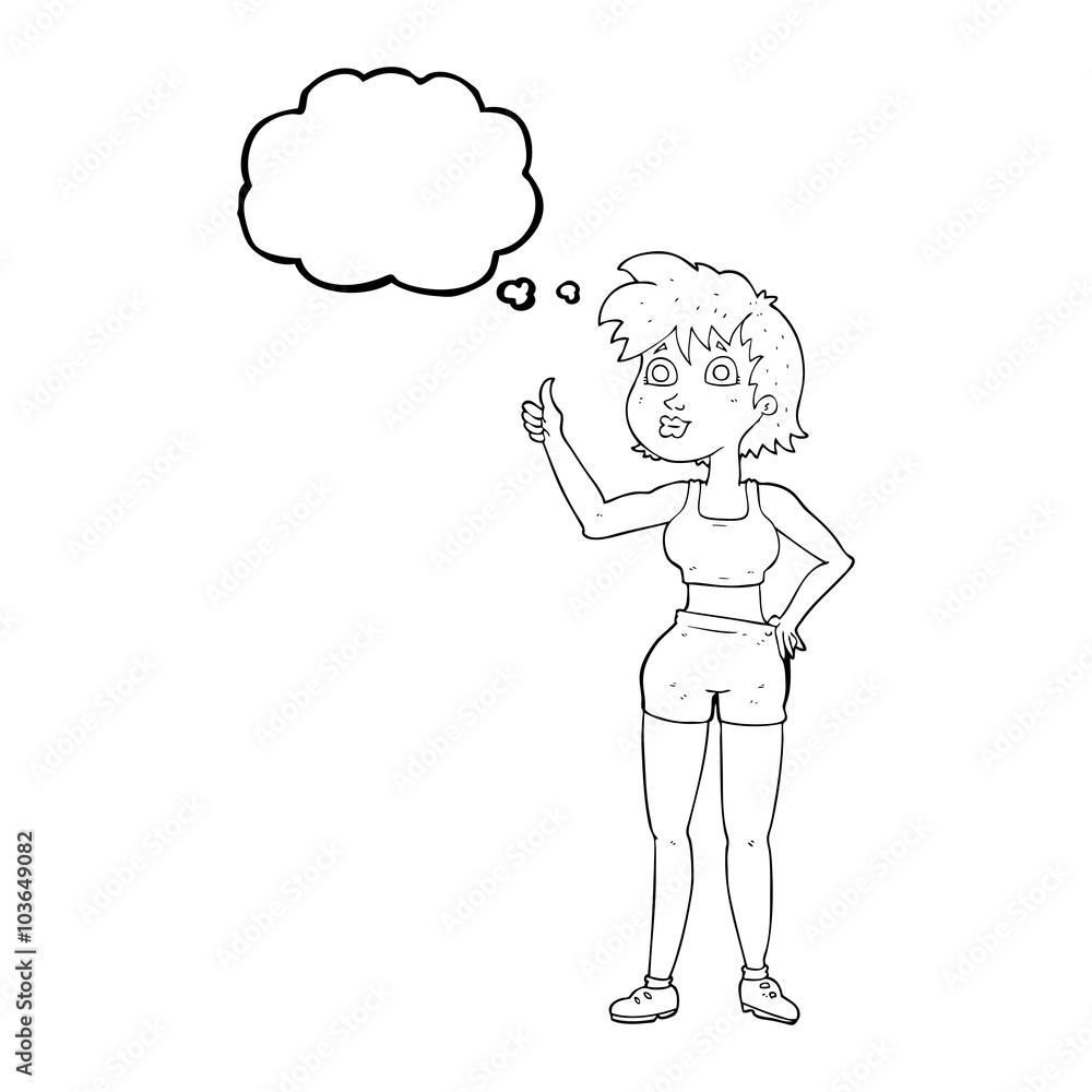 thought bubble cartoon happy gym woman thought bubble cartoon happy gym woman