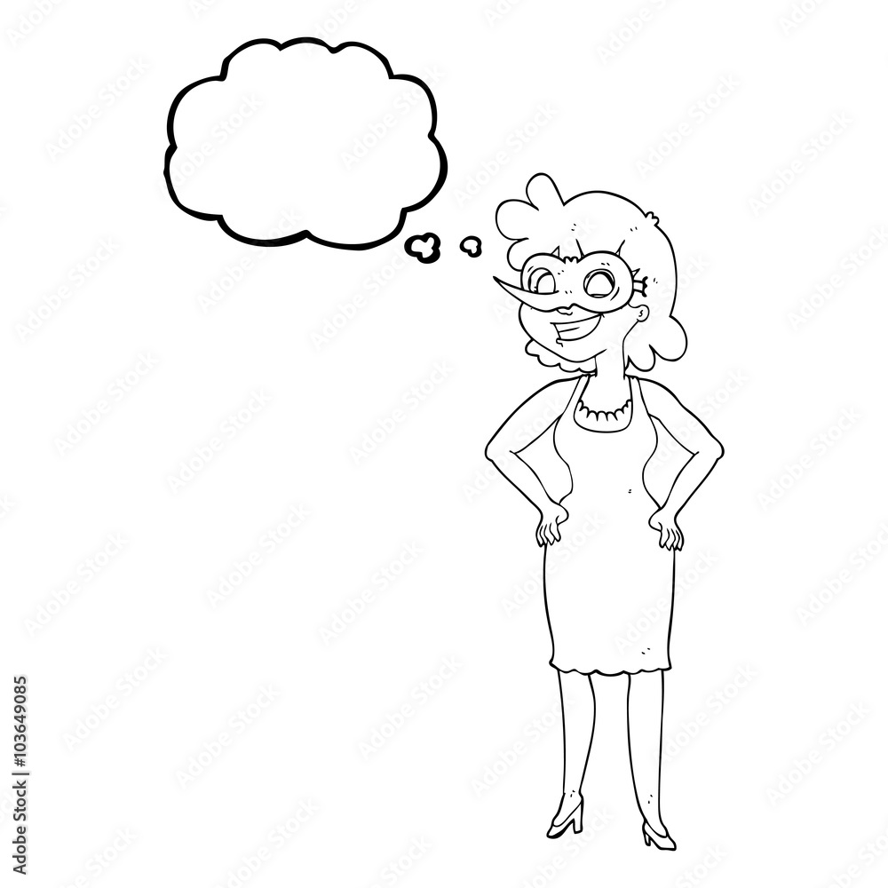 thought bubble cartoon woman wearing mask thought bubble cartoon woman wearing mask