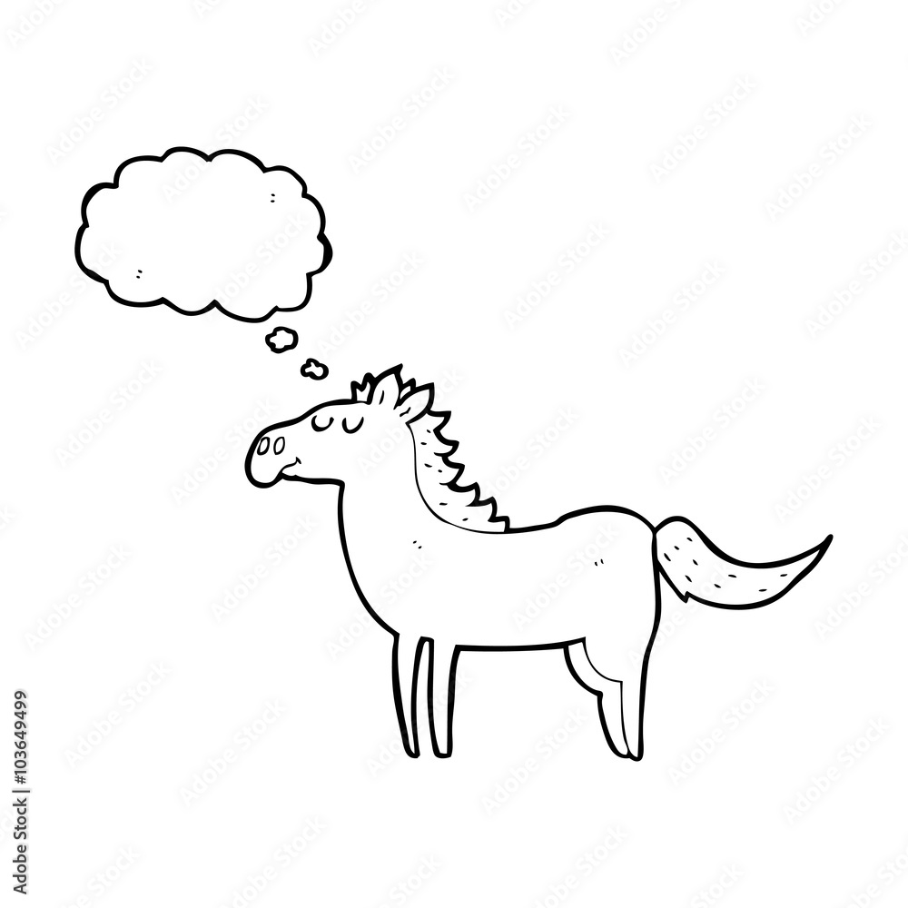 Fototapeta premium thought bubble cartoon horse