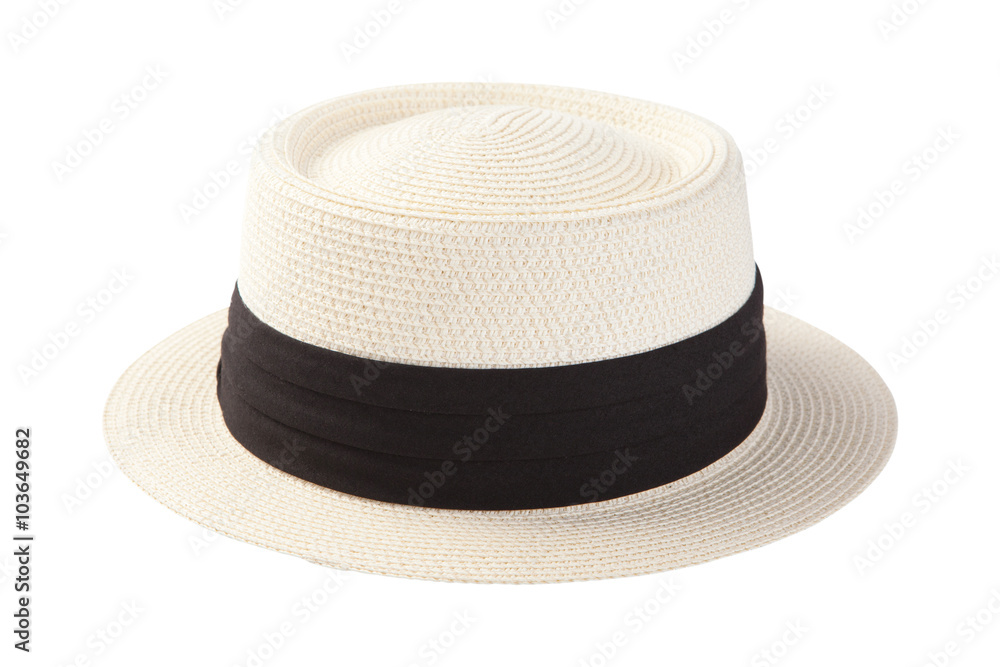Summer panama straw hat isolated on white background Summer panama straw hat isolated on white background
