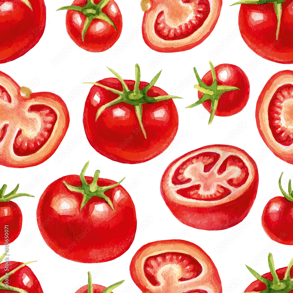 Fototapeta premium Seamless pattern with tomatoes