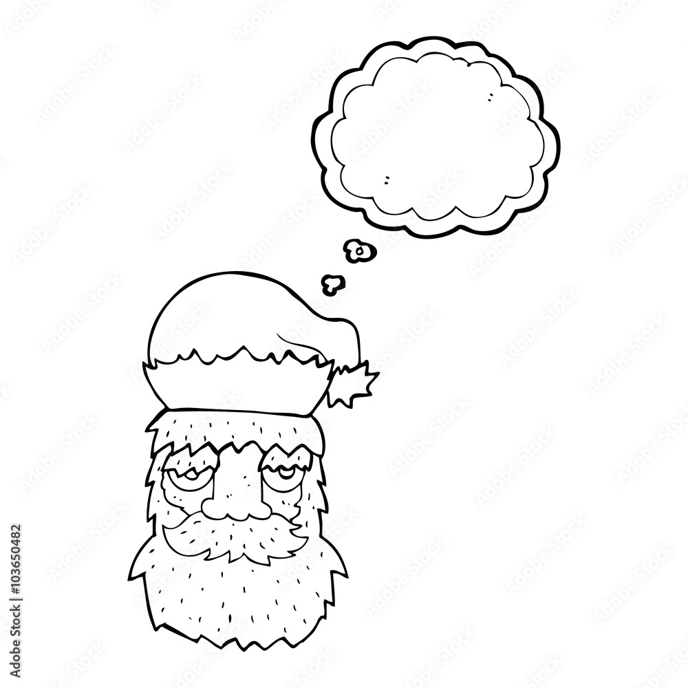thought bubble cartoon tired santa claus face thought bubble cartoon tired santa claus face