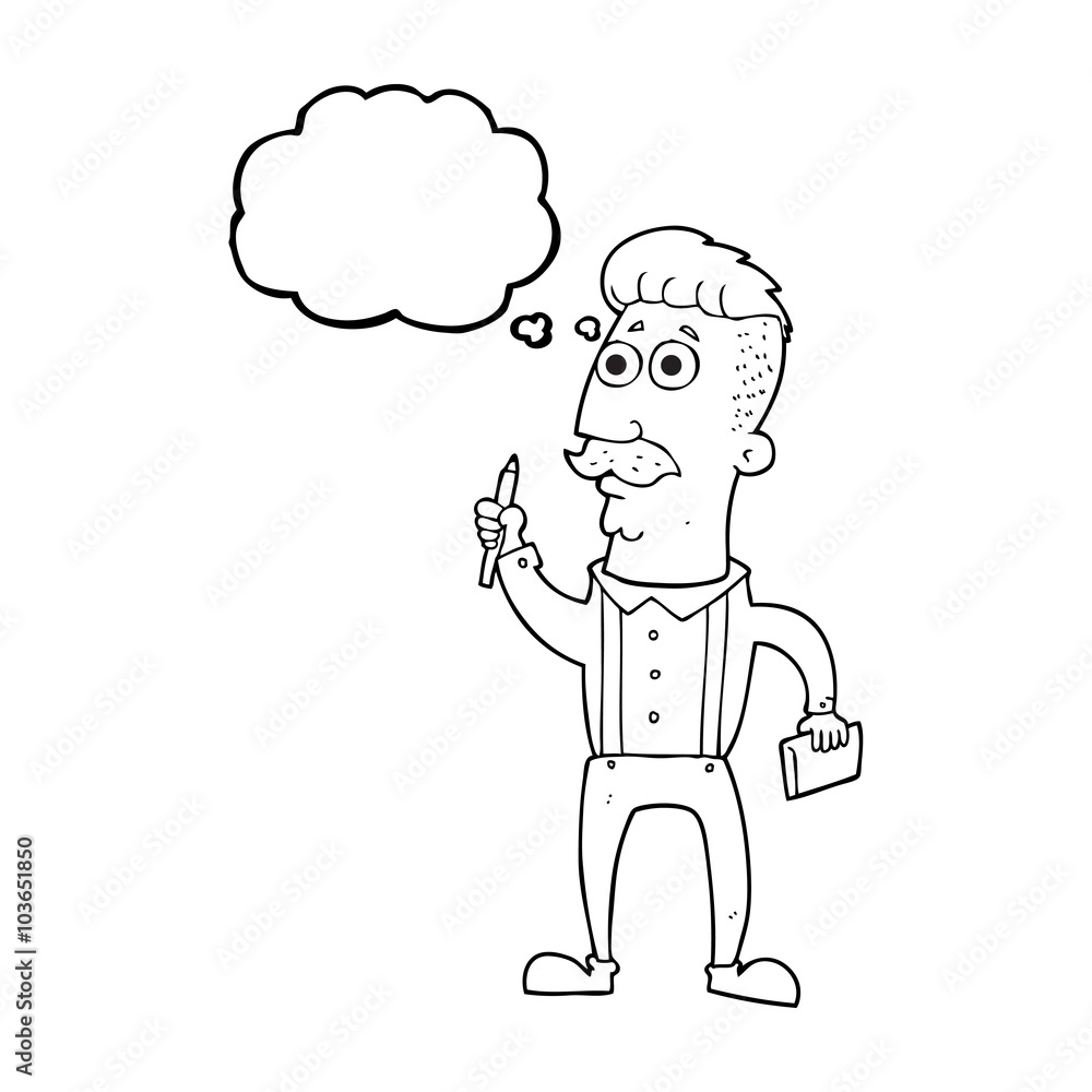 thought bubble cartoon man with notebook thought bubble cartoon man with notebook