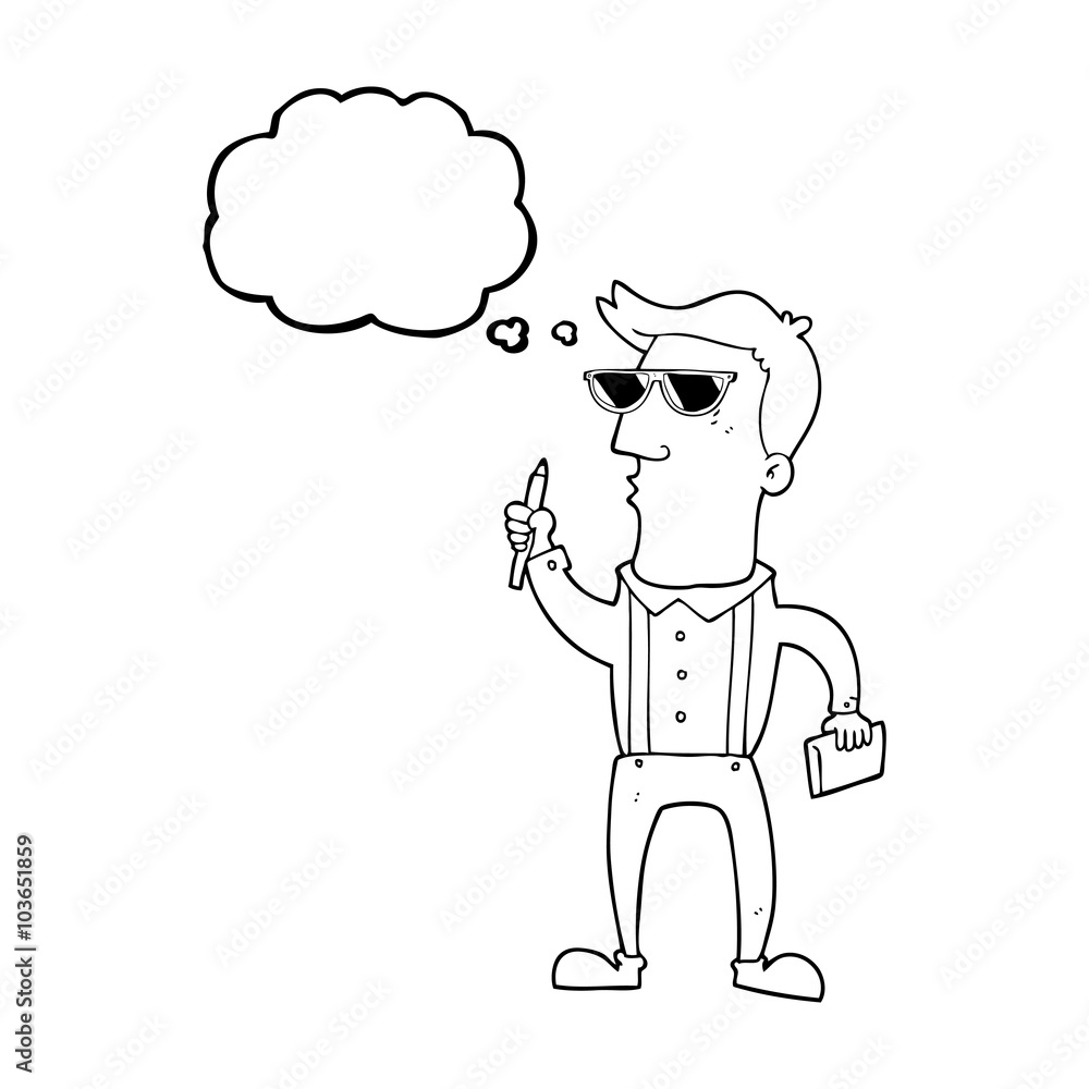 thought bubble cartoon man with notebook thought bubble cartoon man with notebook