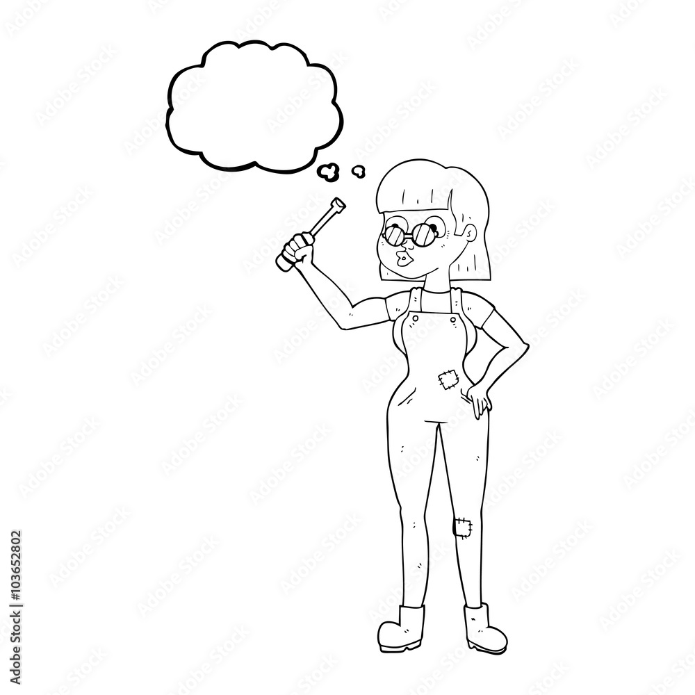 thought bubble cartoon female mechanic thought bubble cartoon female mechanic