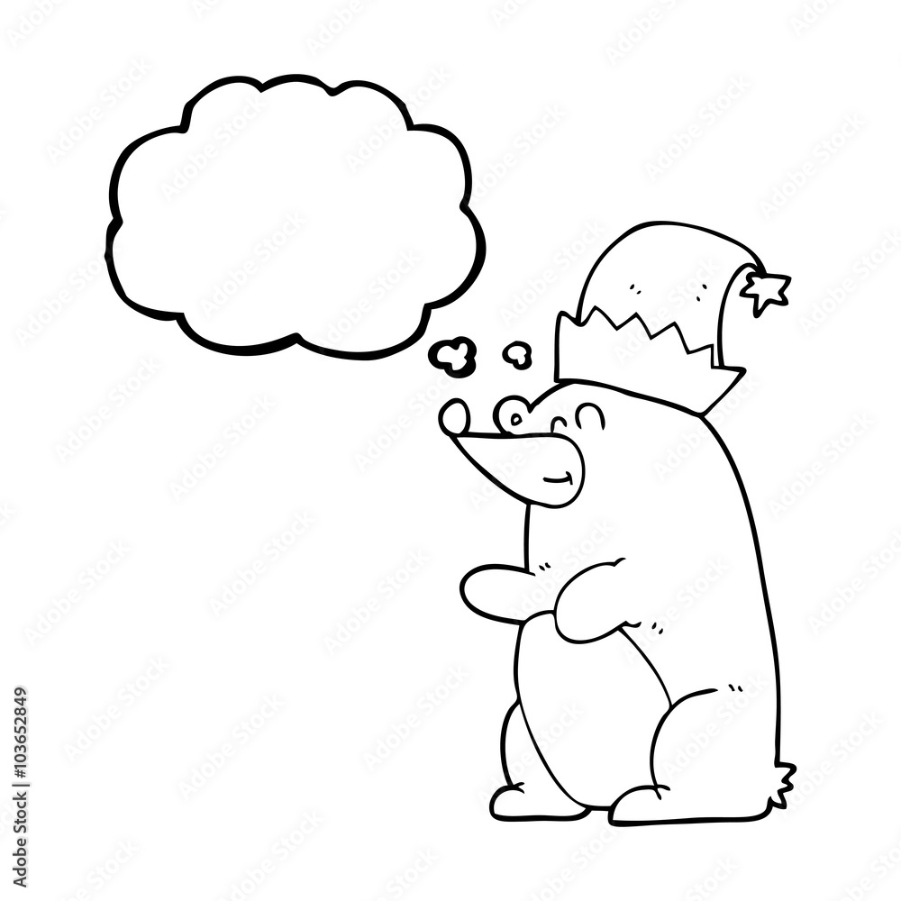 thought bubble cartoon bear wearing christmas hat thought bubble cartoon bear wearing christmas hat