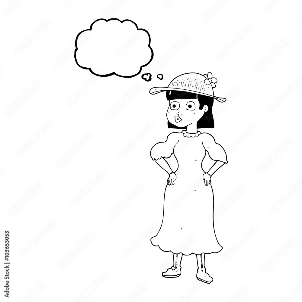 thought bubble cartoon woman in muddy dress thought bubble cartoon woman in muddy dress