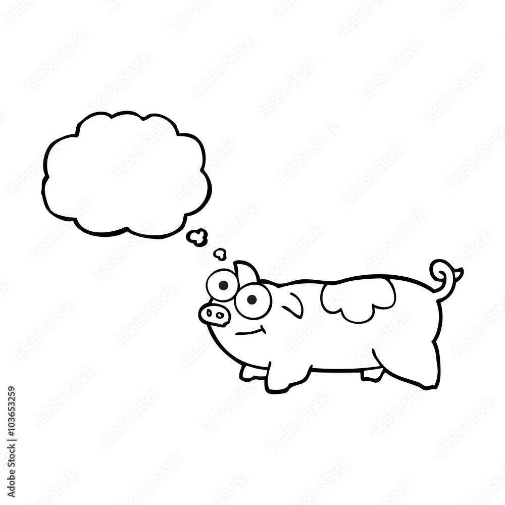 thought bubble cartoon pig