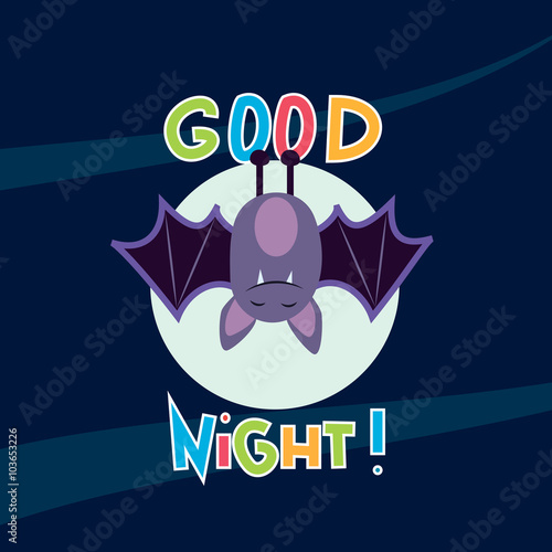 Cute simple little caricature cartoon bat