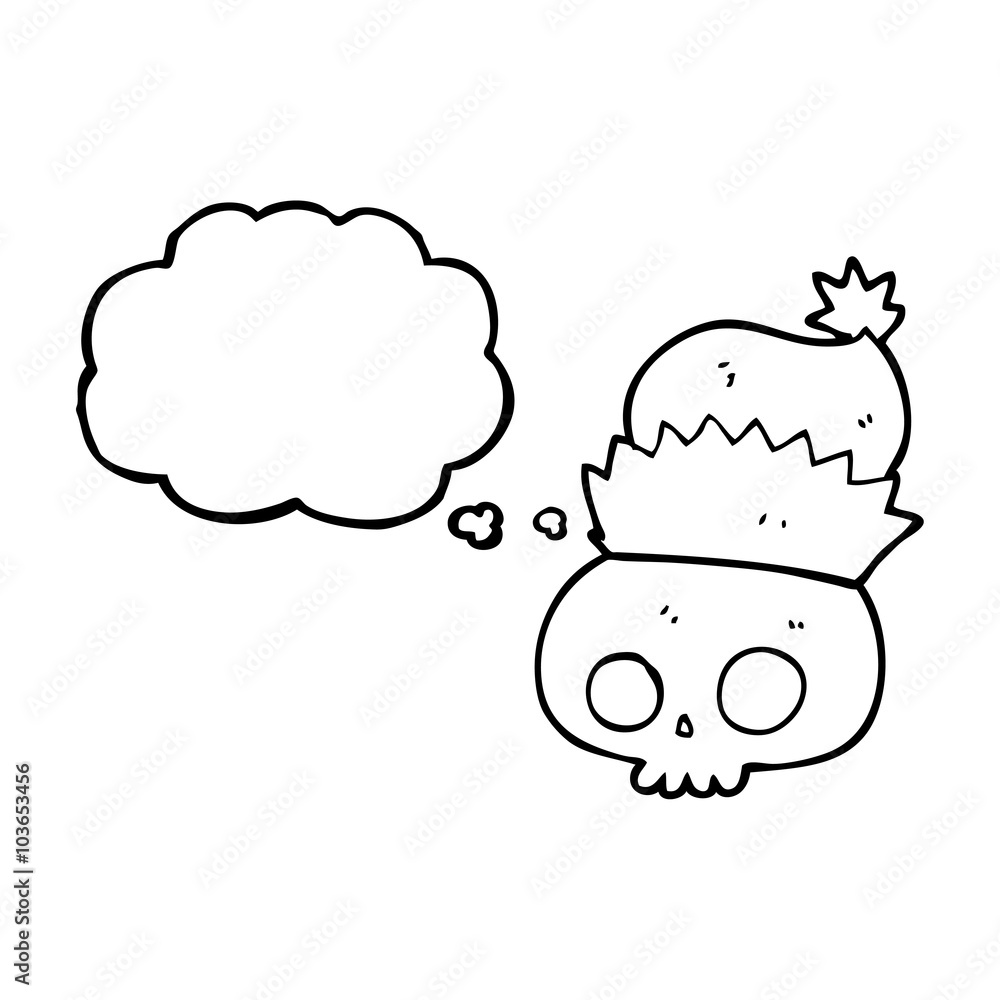 thought bubble cartoon skull wearing christmas hat thought bubble cartoon skull wearing christmas hat