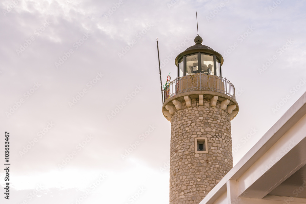 Lighthouse in the harbour of Patras, Peloponnese, Greece